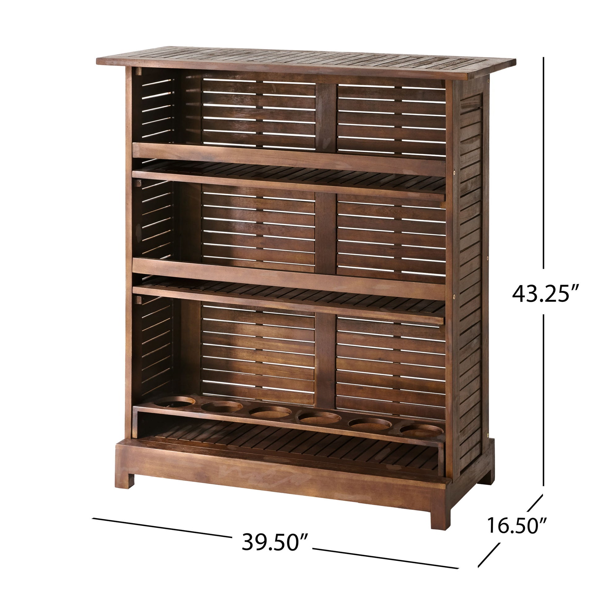 Riviera - Wood Bar Stylish Beverage Station Acacia Wood Compact - Brown