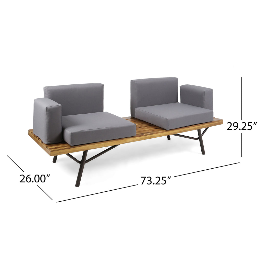 2 Piece Patio Set With Loveseat And Coffee Table - Natural / Dark Gray