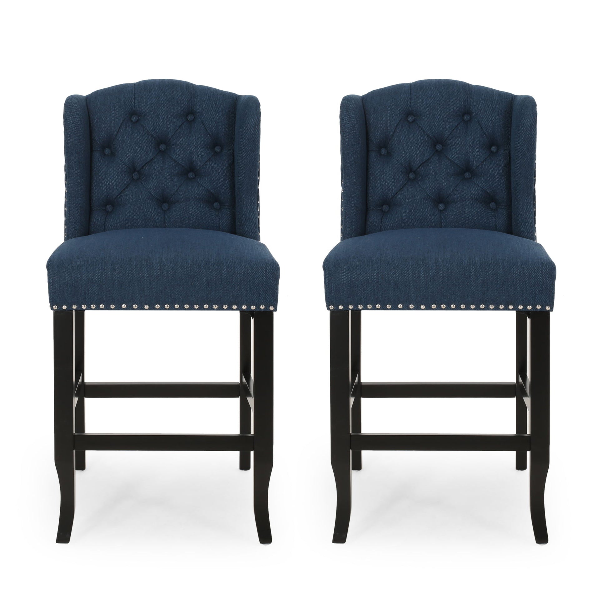 Vienna - Fabric Tufted Counter Stool With Nailhead Accents (Set of 2)