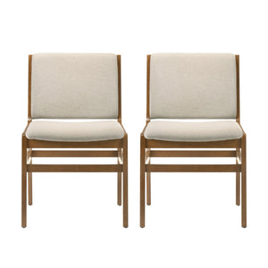 Contemporary Dining Chair Set Upholstered Fabric With Rubberwood Frame