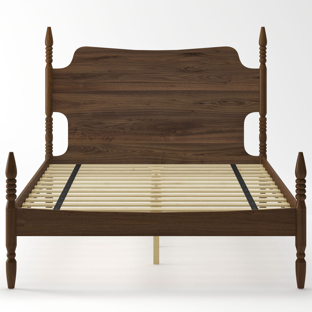 Retro 4 Poster Platform Bed Frame With Curved Tall Headboard