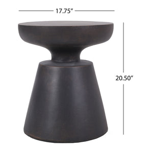 Outdoor Lightweight Concrete End Table With Half Sphere Top - Copper