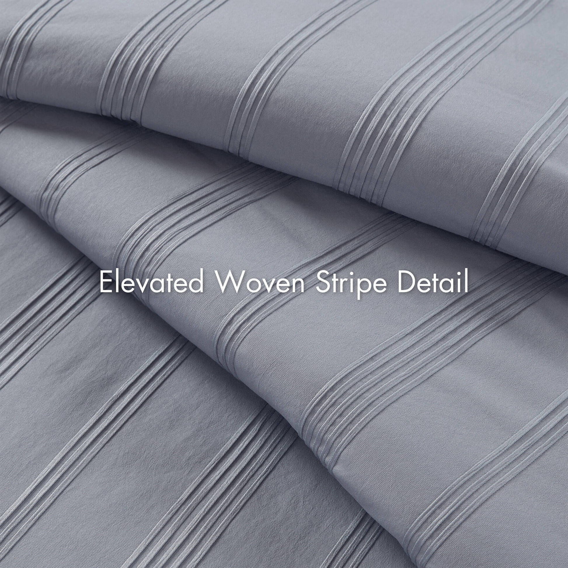 Logan - Twin/Twin Long Striped Comforter Set - Blue/Gray