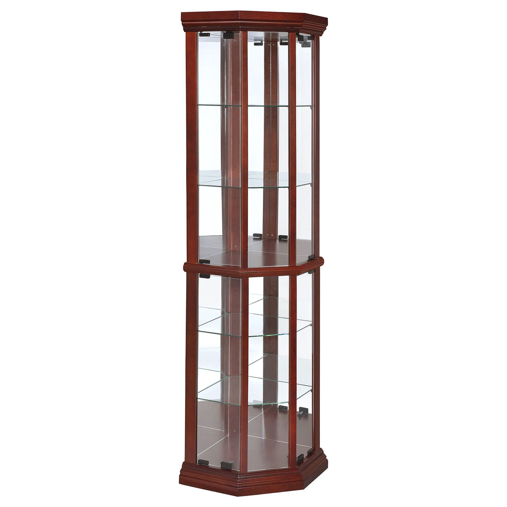 Jacob - 6 Shelf Curio Display Cabinet - Red / Brown
