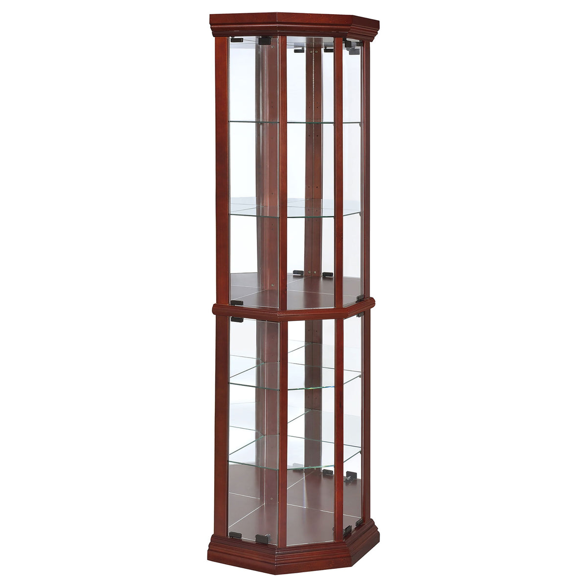 Jacob - 6 Shelf Curio Display Cabinet - Red / Brown