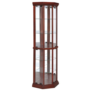 Jacob - 6 Shelf Curio Display Cabinet - Red / Brown