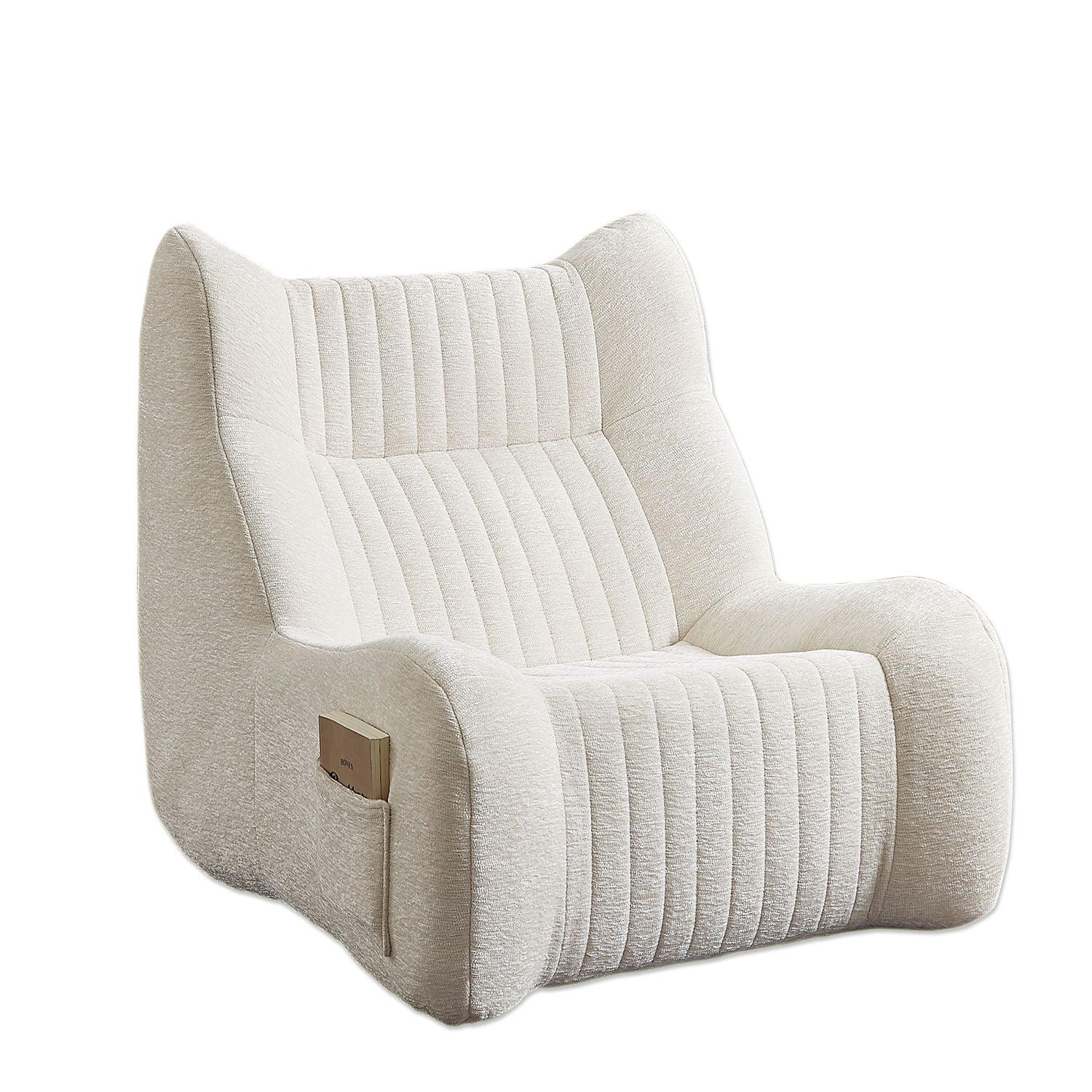 Bean Bag Chair For Adults, Lazy Floor Sofa Couch Memory Foam Bean Bag Sofas Chenille Fabric Reading Chair Comfortable Corner Lounge Sofa For Living Room - White