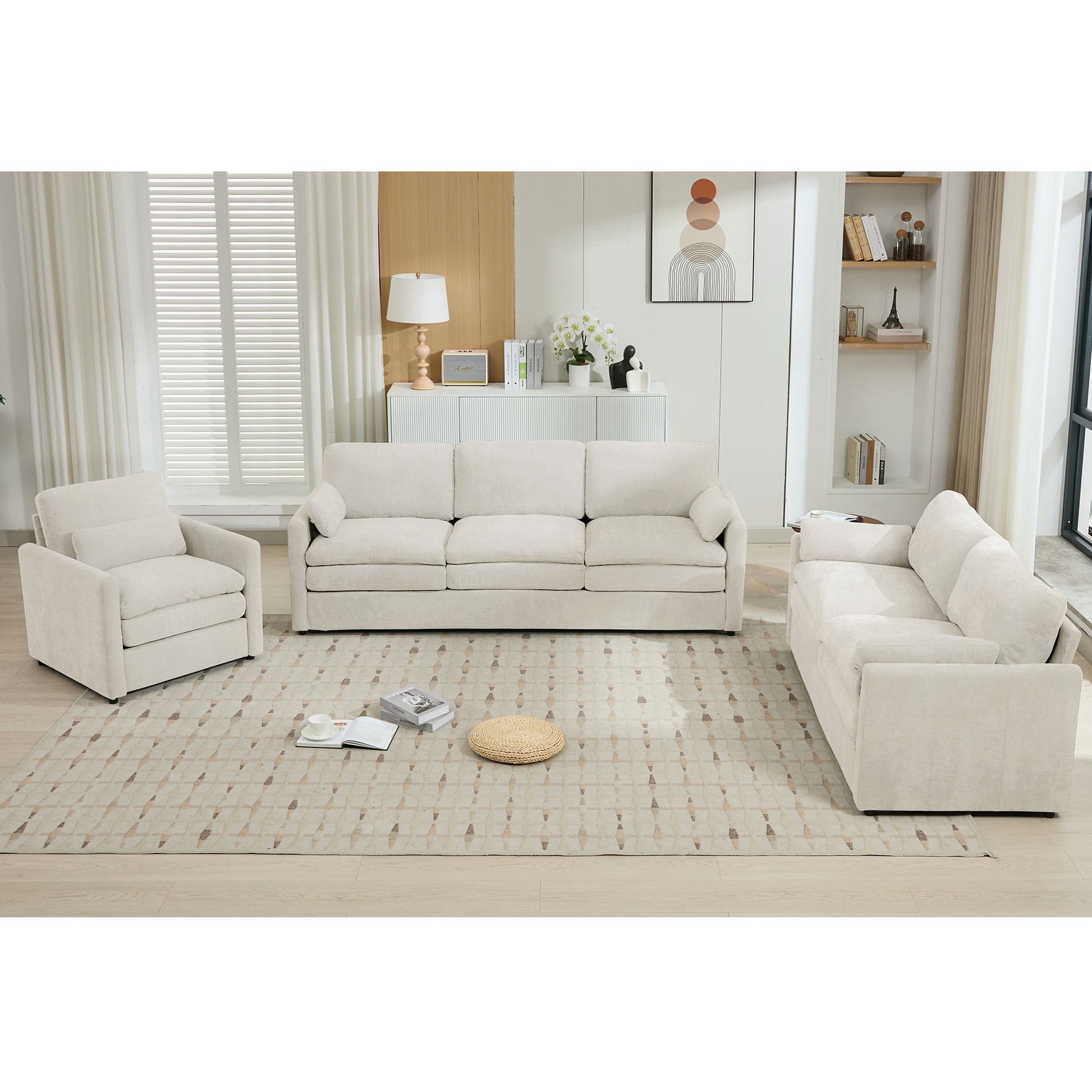 Cozy Upholstered Sofa Set For Living Room