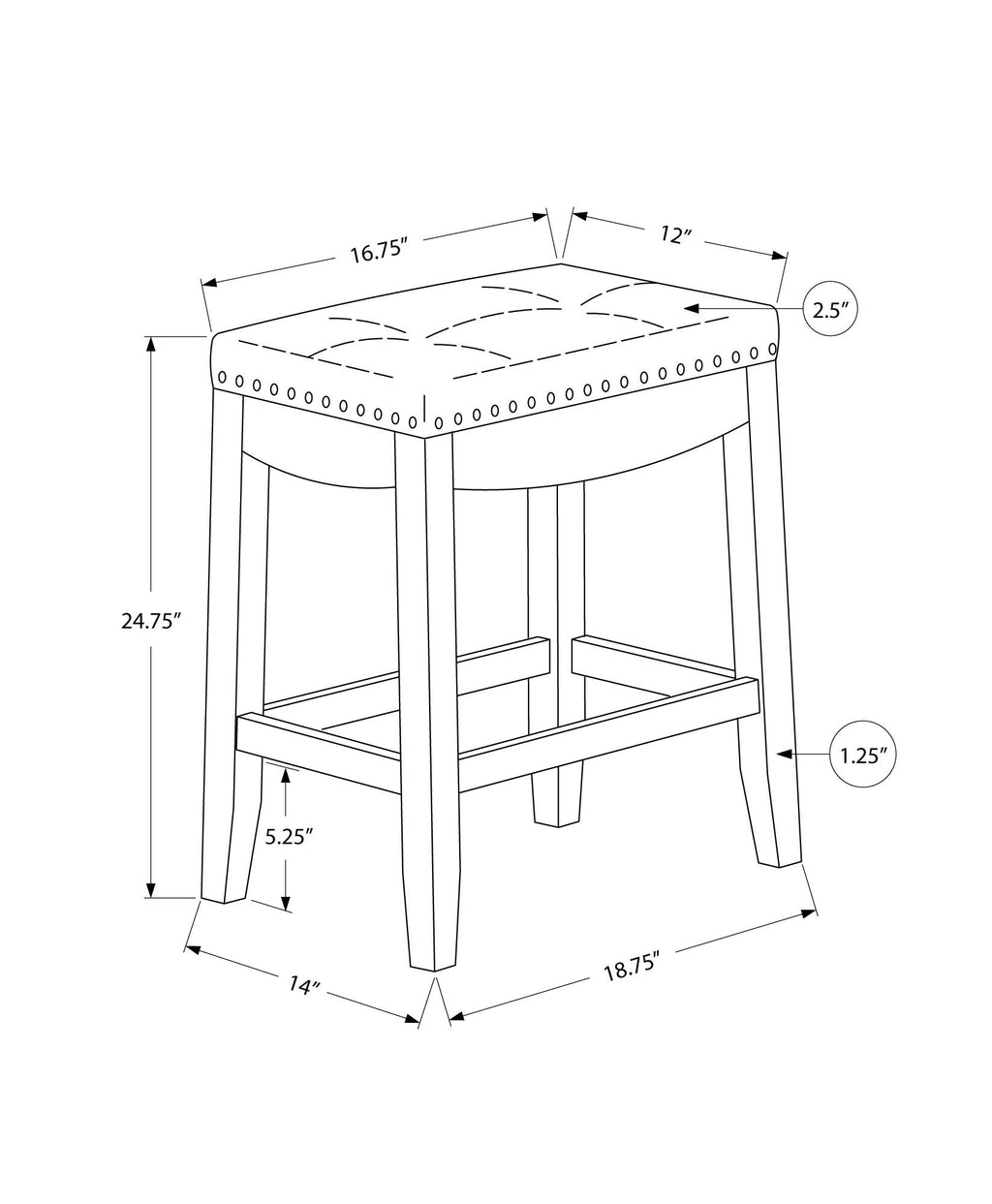 Bar Stool Counter Height, Saddle Seat, Transitional (Set of 2)