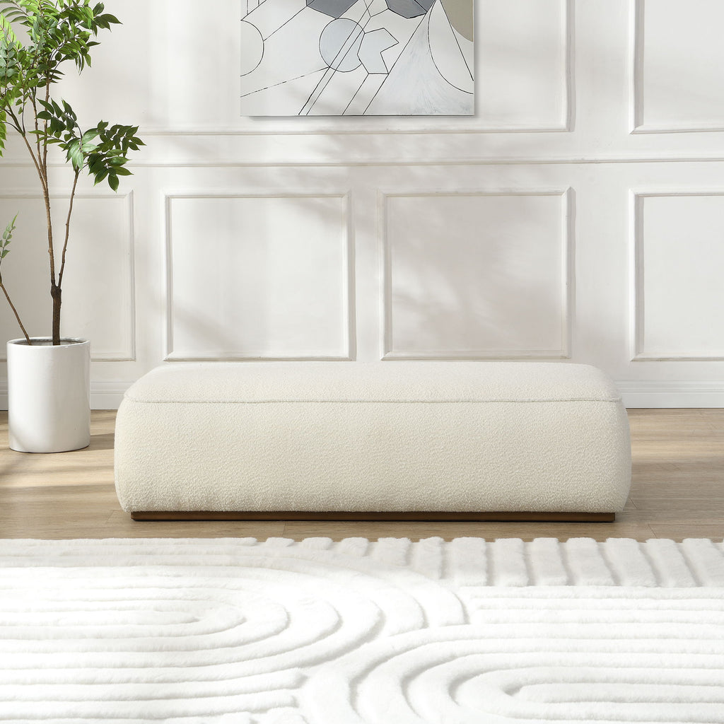 Grainy Footstool For Home - Beige