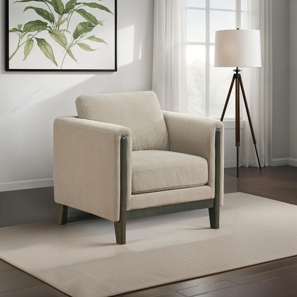 Fisher - Upholstered Panel Arm Accent Chair - Taupe