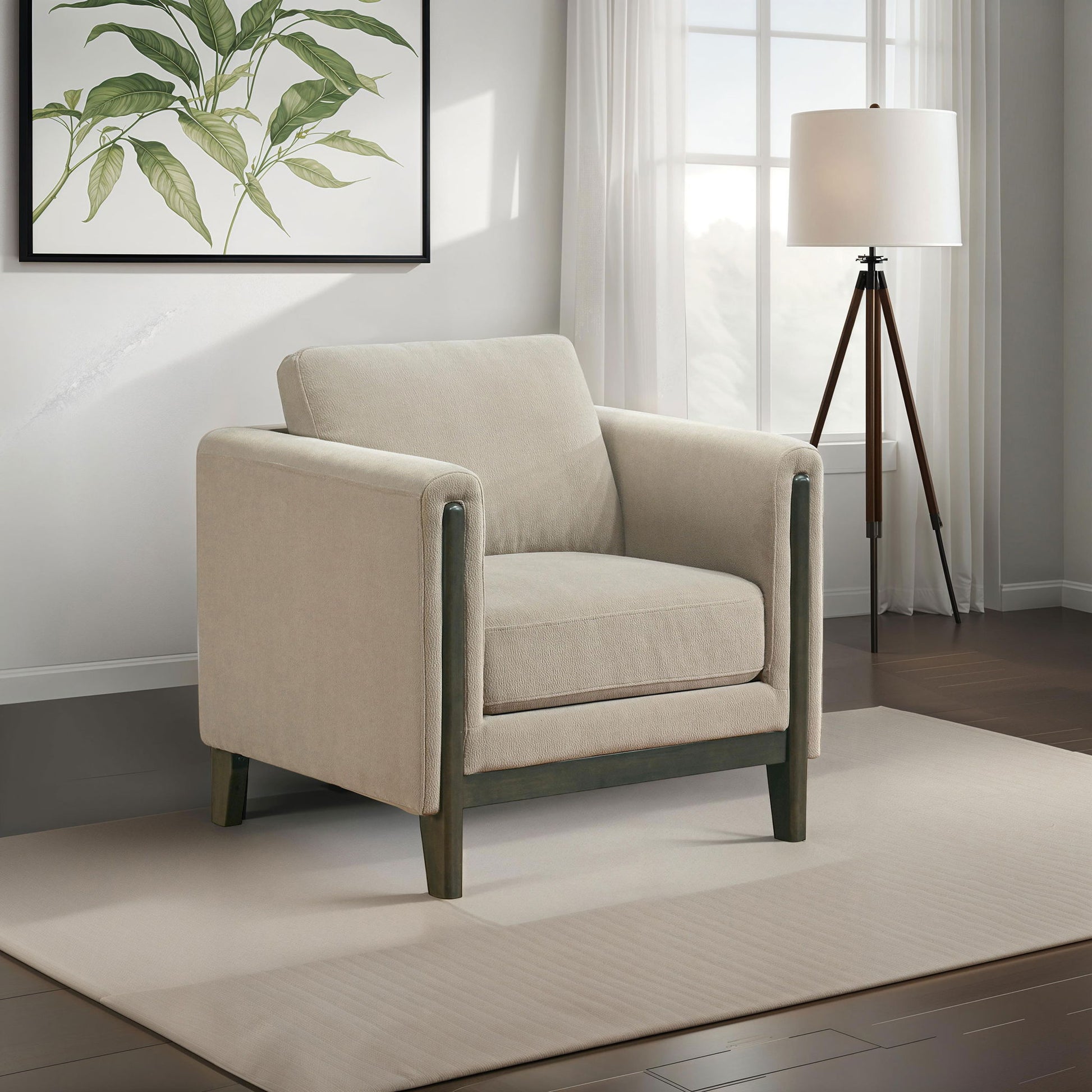 Fisher - Upholstered Panel Arm Accent Chair - Taupe