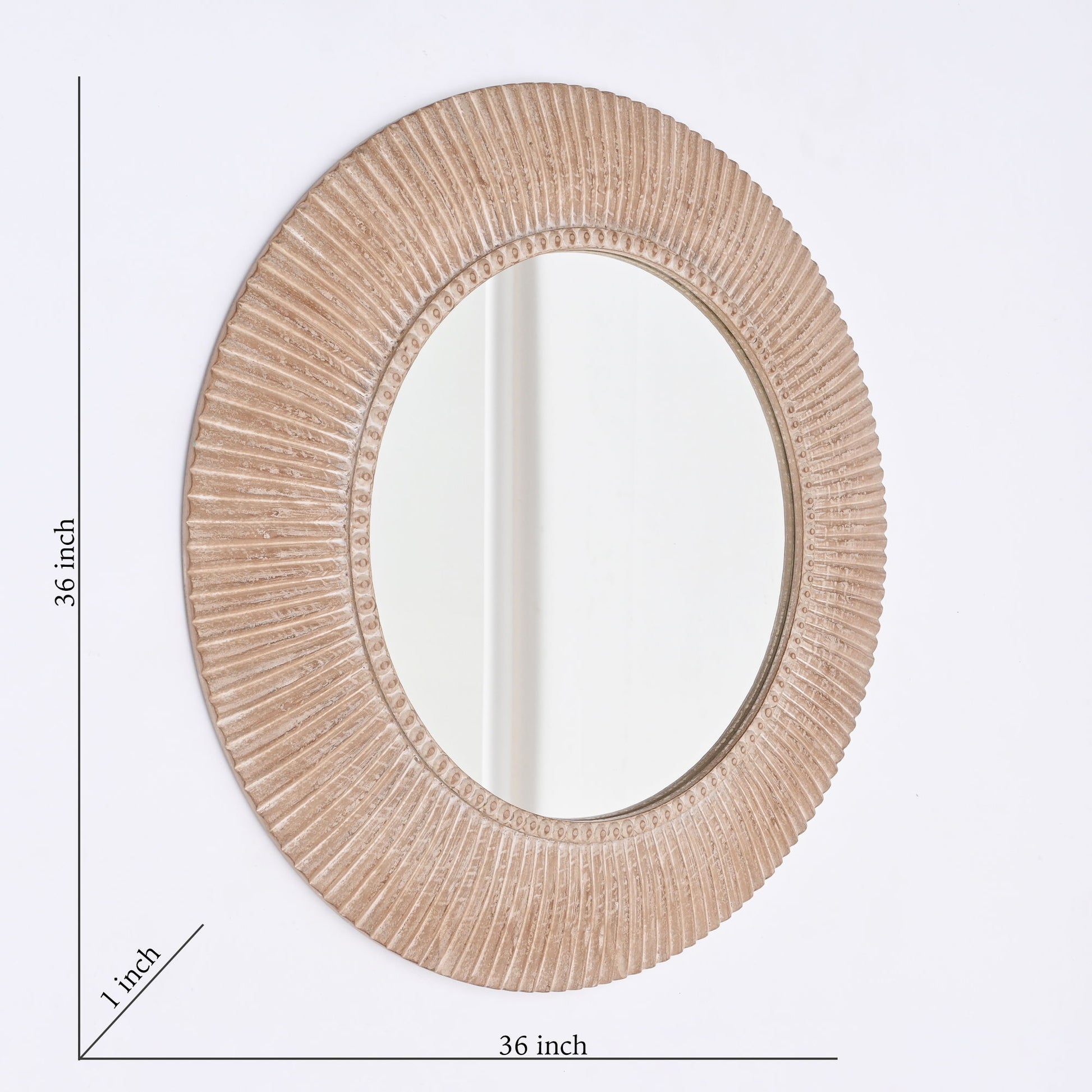 Handcarved Decorative Hanging Wall Mirror - Antique Brown / White