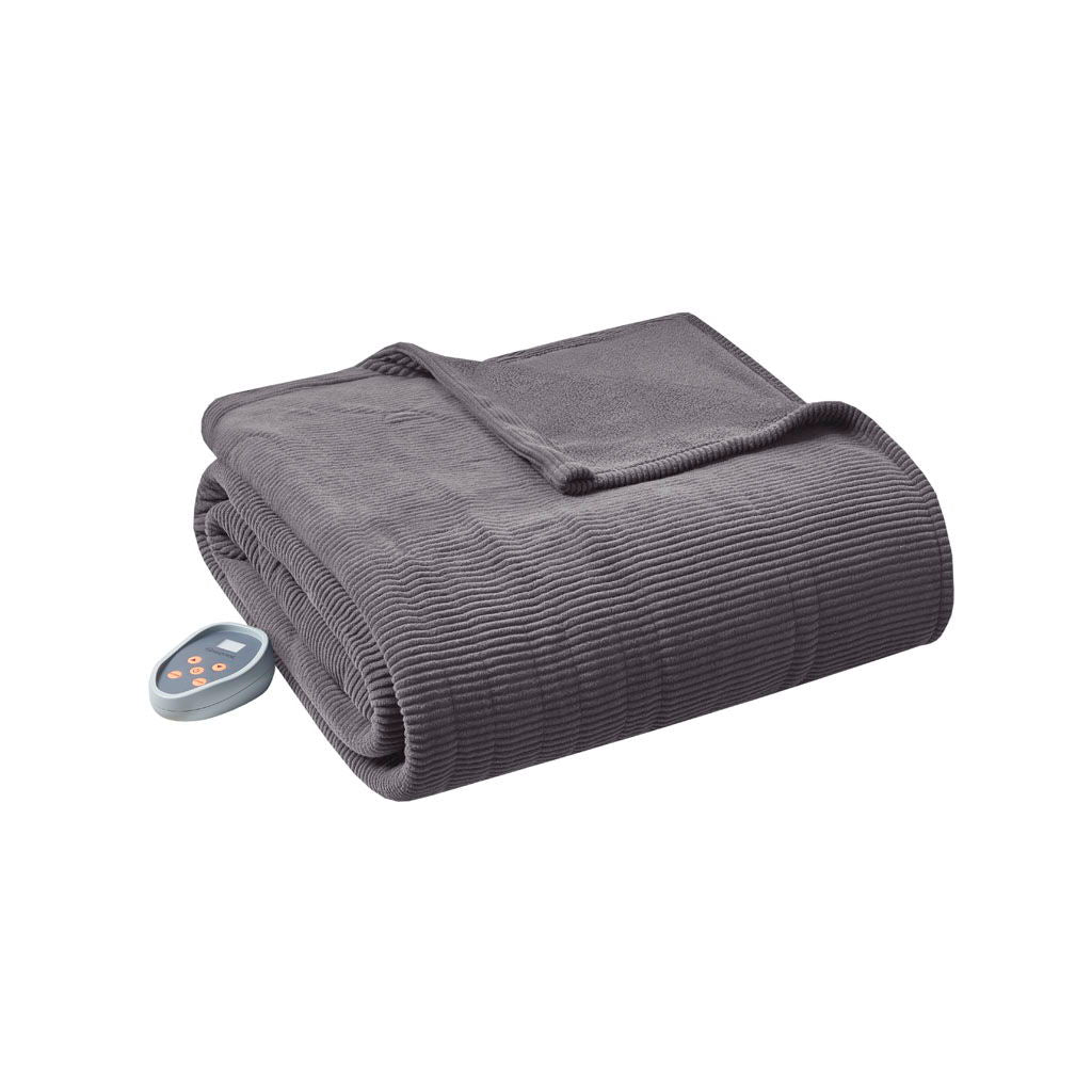Electric Micro Fleece - Twin Heated Blanket - Gray