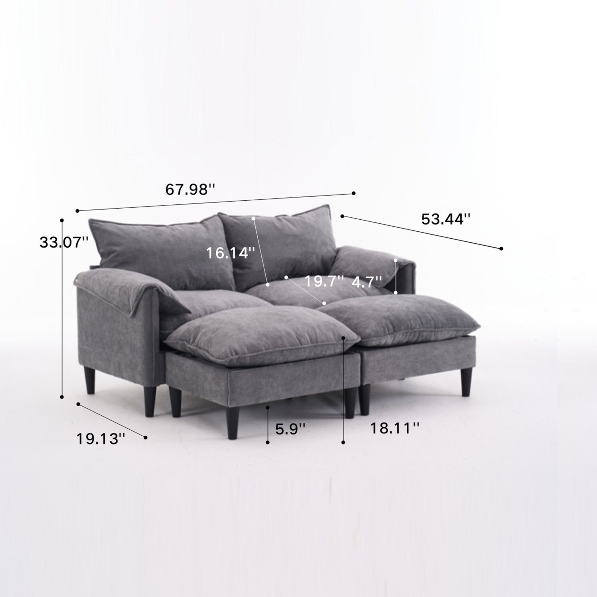 Convertible Combination Sofa With Footstools With Storage