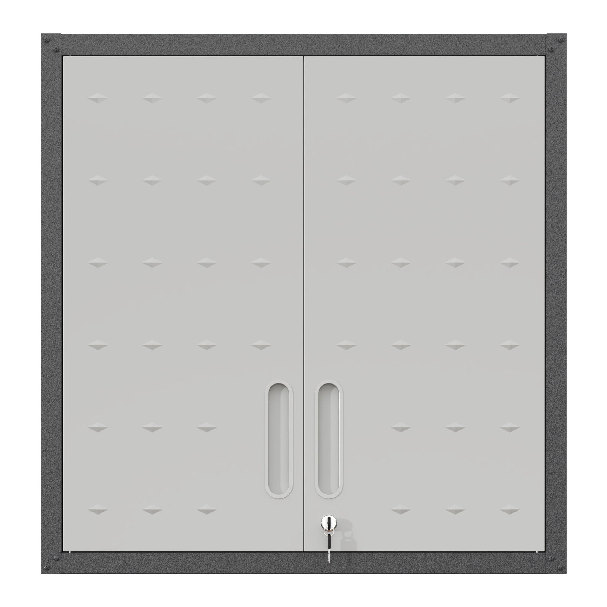 Metal Wall Mounted Tool Storage Cabinet With 2 Locking Doors, Adjustable Shelf, And Drawer