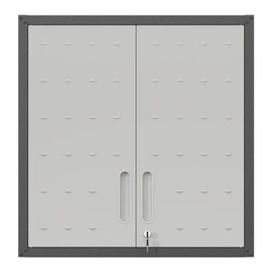 Metal Wall Mounted Tool Storage Cabinet With 2 Locking Doors, Adjustable Shelf, And Drawer