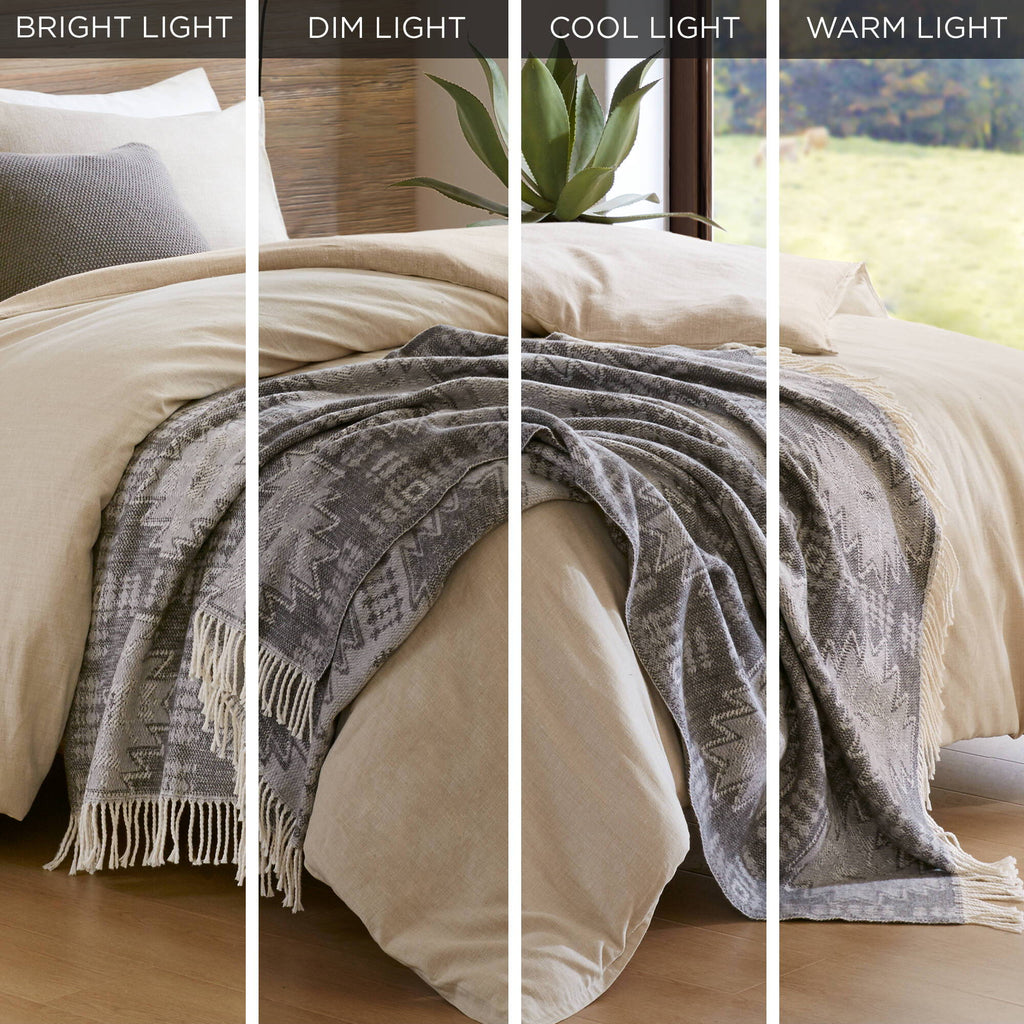 Alberta - Cotton Blend Throw - Gray Aztec