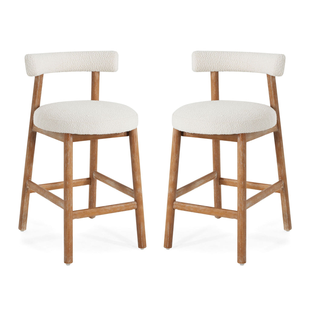 Counter Stool For Kitchen, Dining & Cafe (Set of 2) - Natural / Beige