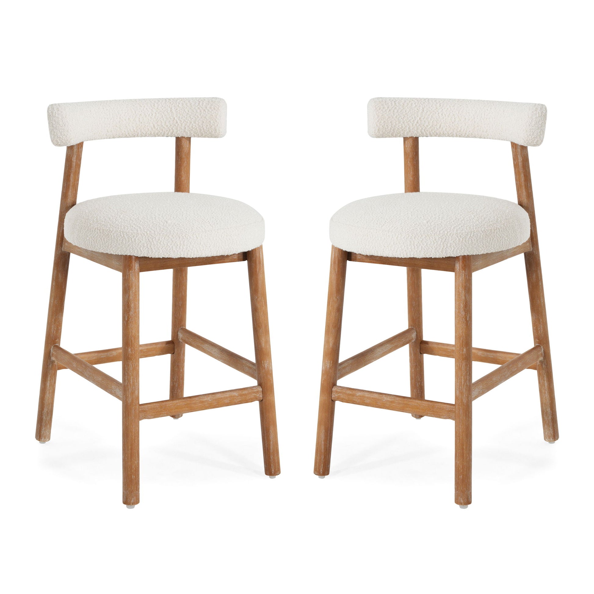Counter Stool For Kitchen, Dining & Cafe (Set of 2) - Natural / Beige