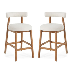 Counter Stool For Kitchen, Dining & Cafe (Set of 2) - Natural / Beige