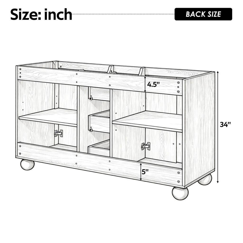 Bathroom Vanity Cabinet Only, 3 Drawers 4 Doors, Soft Close, Adjustable Shelf - Wood
