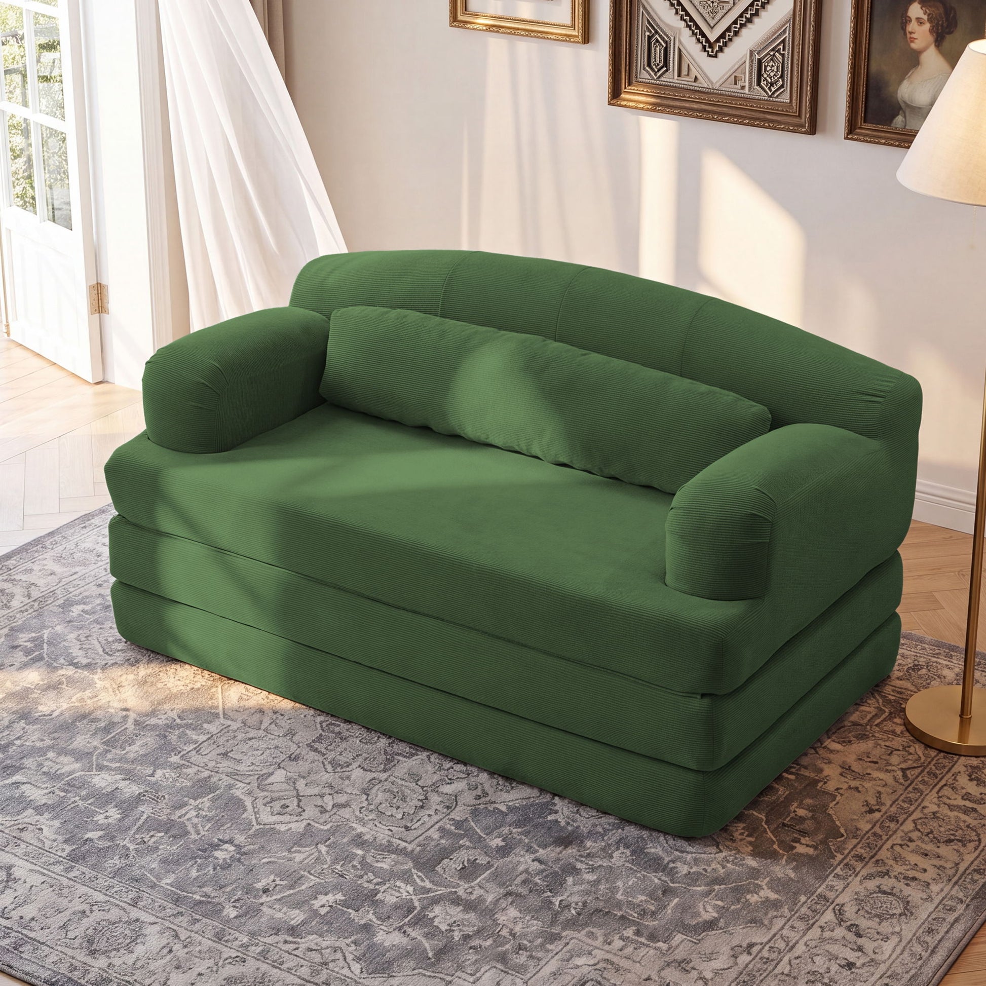 2 Seater Sofa Bed, Compact Foldable Floor Couch