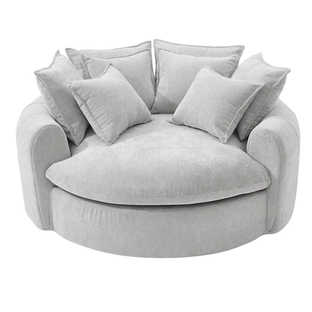 Modern Round Chaise Sofa With 8 Throw Pillows