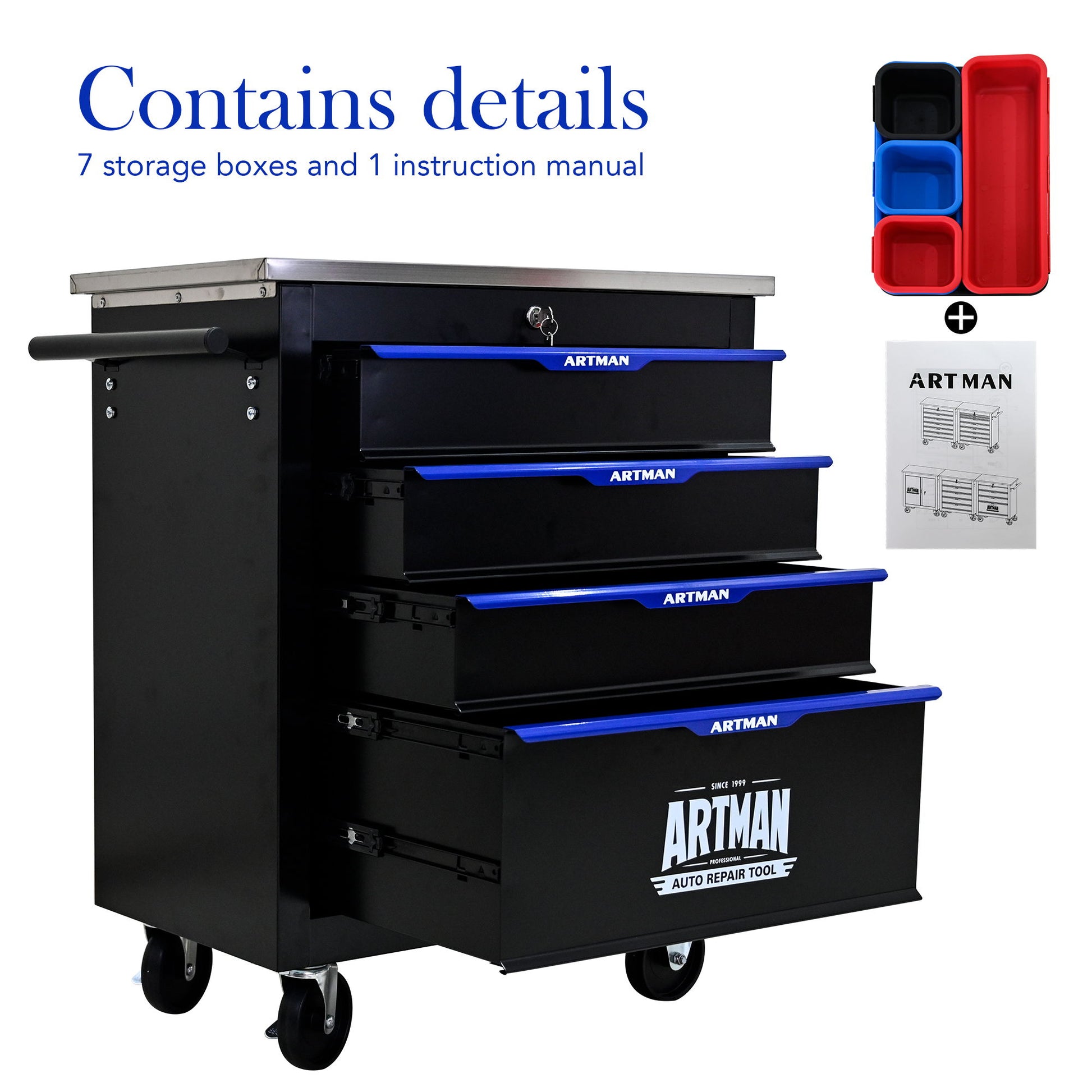 Drawer Multifunctional Tool Cart With Wheels