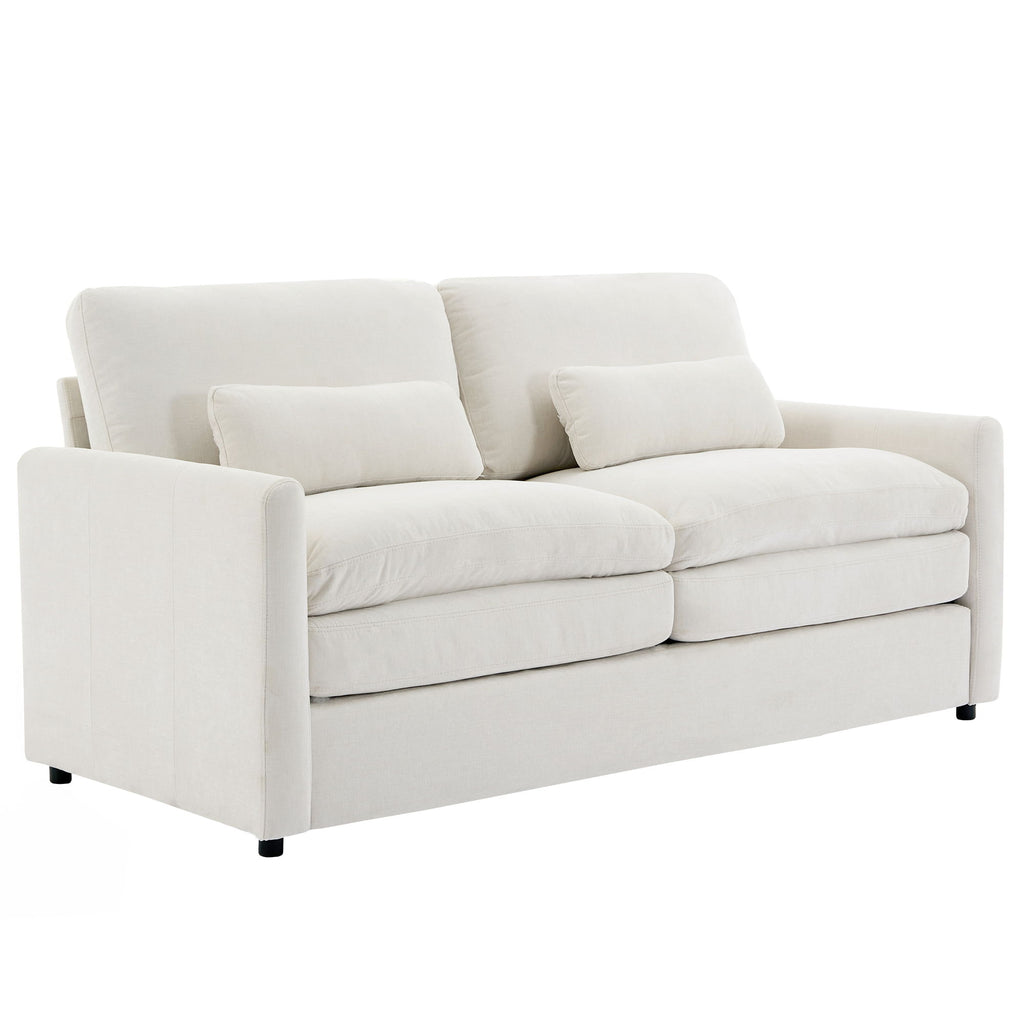 Cozy Upholstered Plush Cushion Loveseat Sofa For Living Room