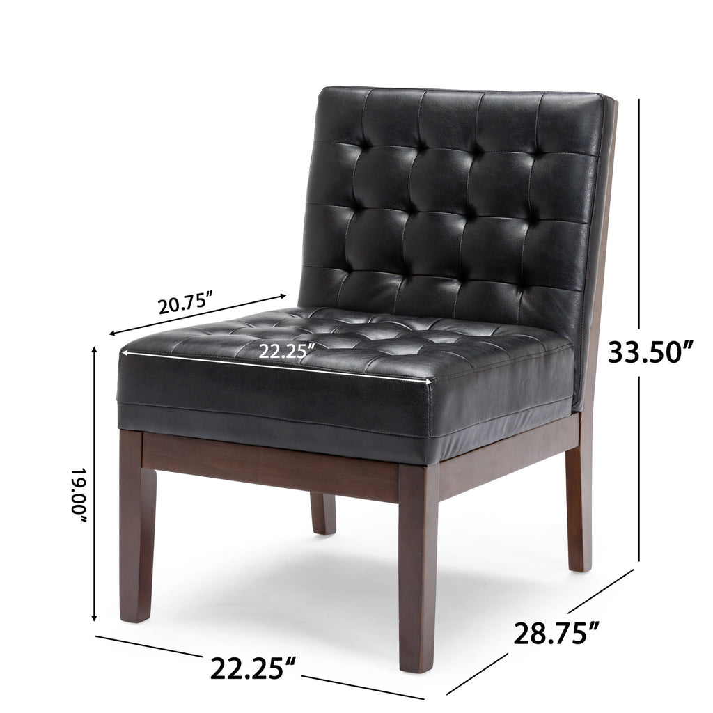 Contemporary Accent Chair With Tufted Waffle Stitch - Black