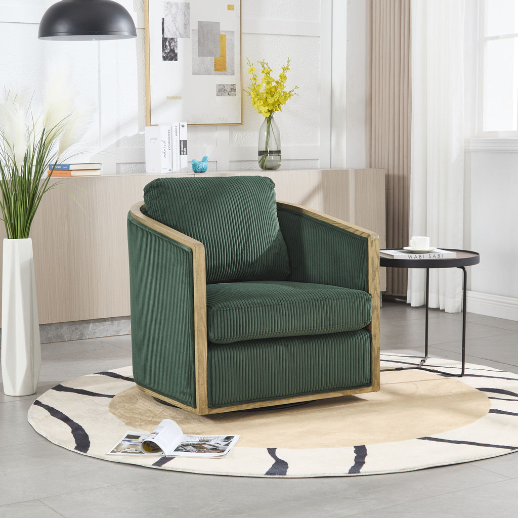 Corduroy Barrel Chair, 360 Degree Swivel