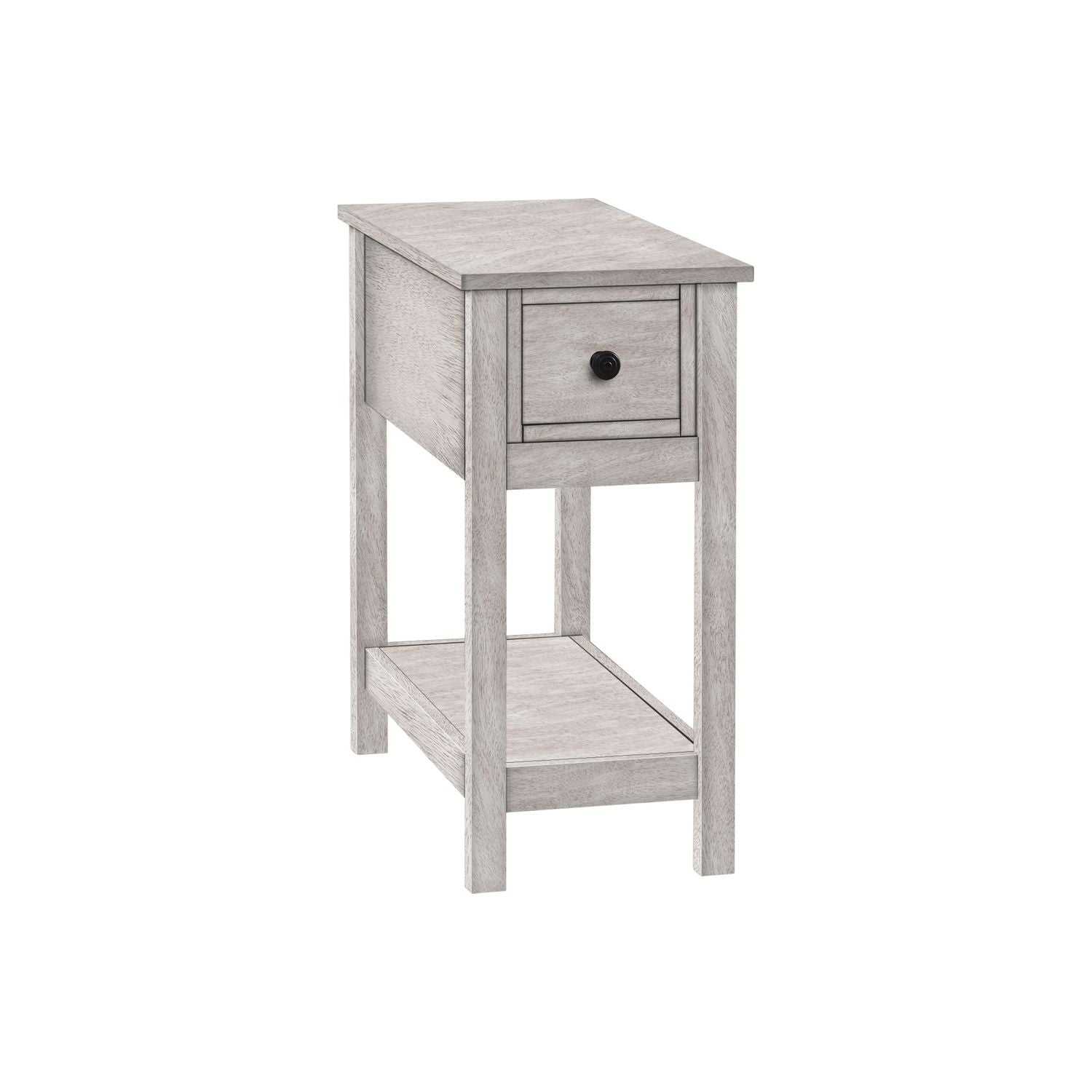 Accent End Table, 2 Tier, Narrow, Lamp, Storage Drawer, Charming Design