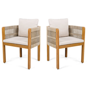 Outdoor Dining Chairs With Mix Rope Handles (Set of 2)