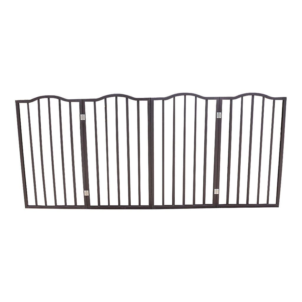 Pet Gate Dog Gate For Doorways, Stairs Or House Freestanding Folding - Dark Brown