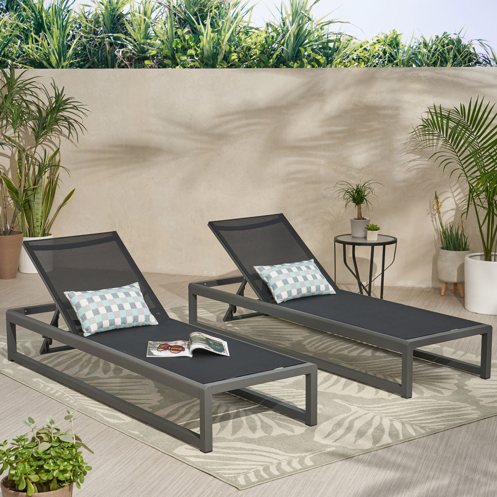 Outdoor Nylon Chaise Lounge, (Set of 2)
