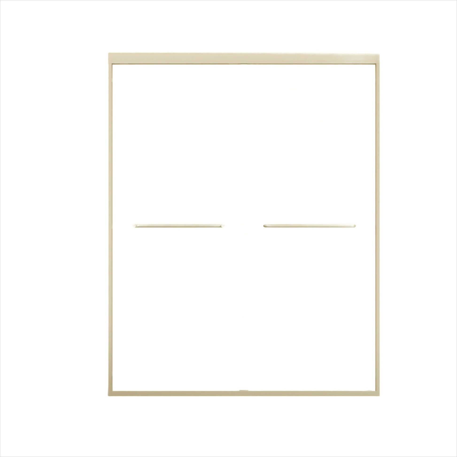 Double Sliding Shower Door, Semi-Frameless Bypass Bathroom Sliding Door With 1/4" (6 Mm) Tempered Glass For Walk-In Shower