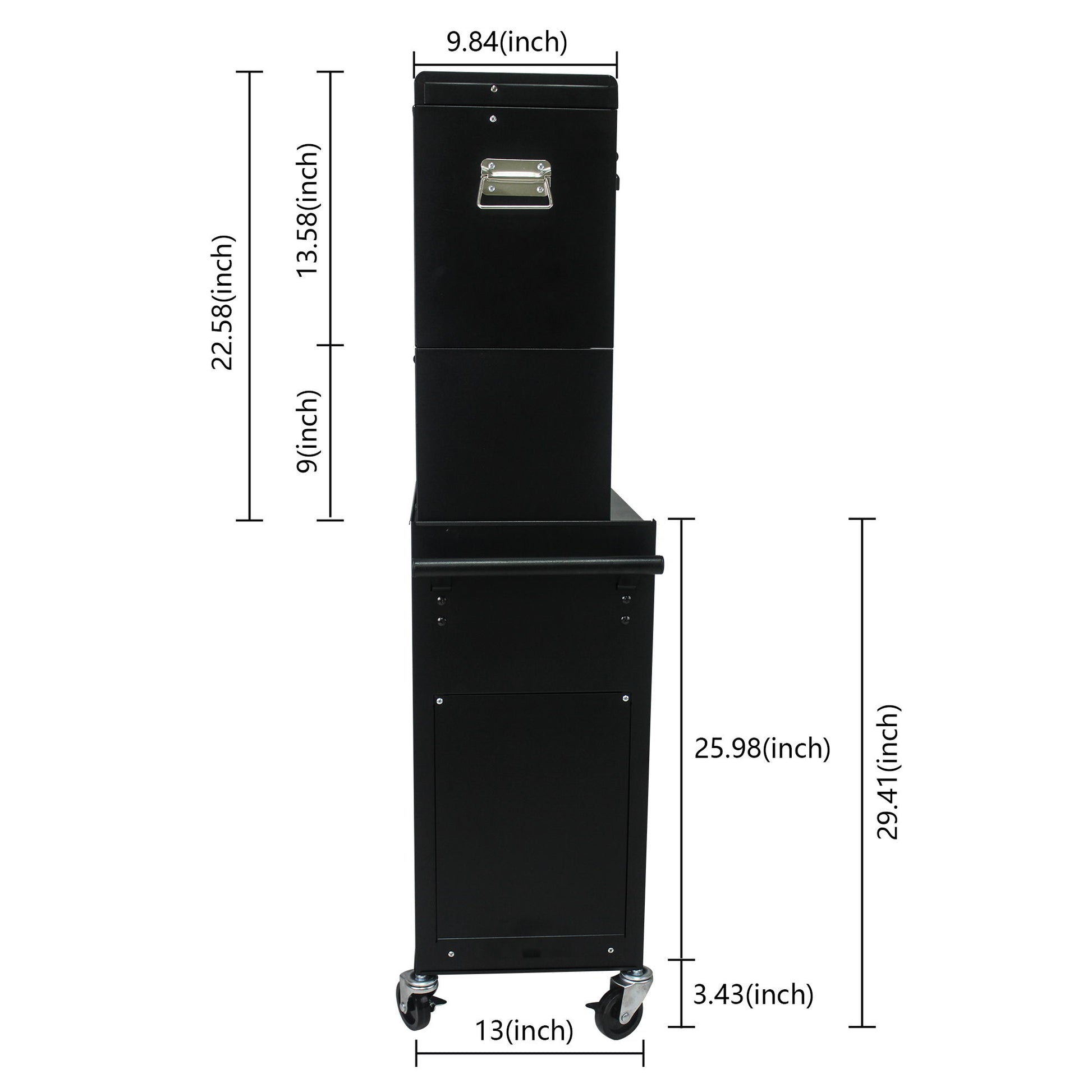 6 Drawer Lockable Tool Cabinet On Wheels, Steel Rolling Tool Chest With Detachable Toolbox