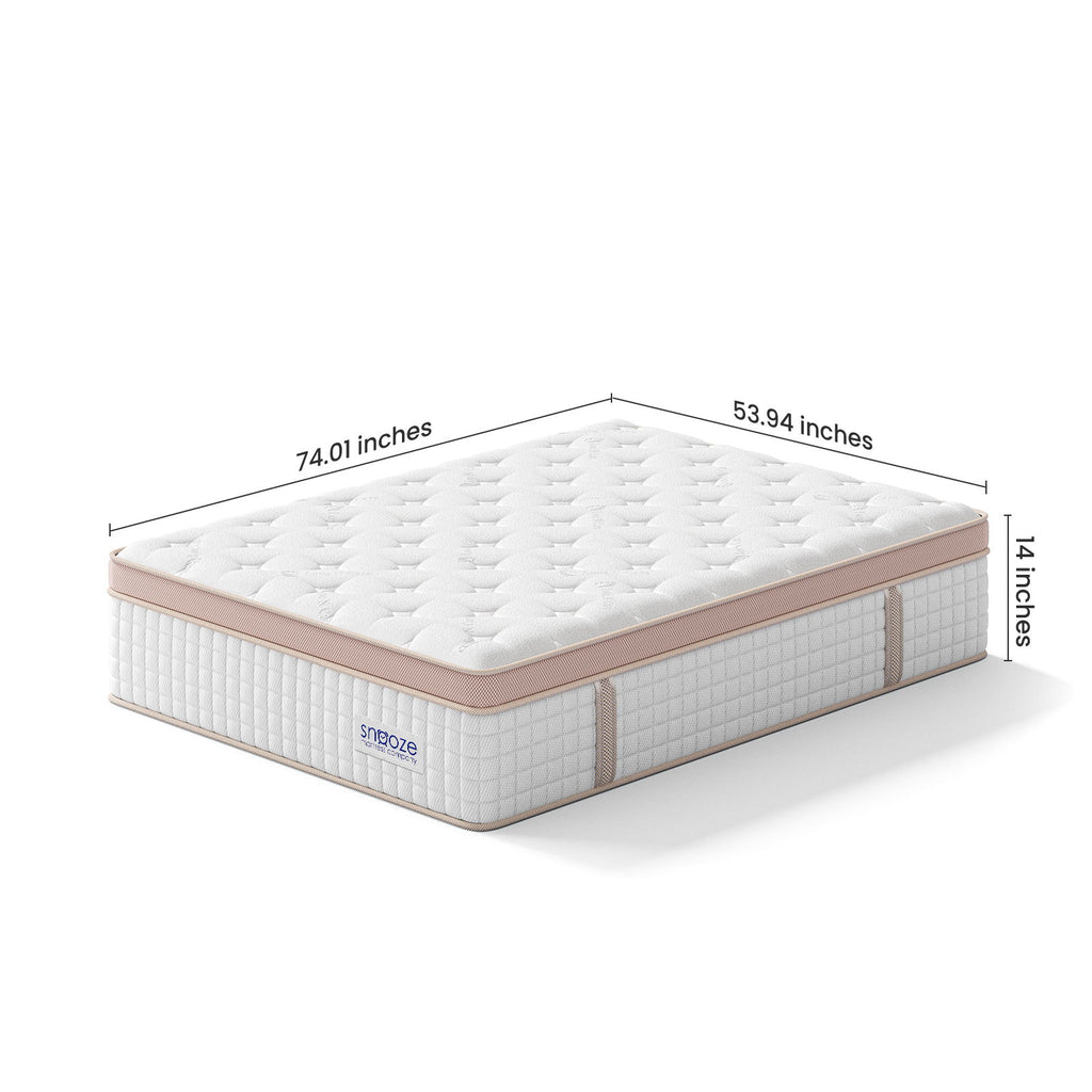 Snooze Mattress Company Harmony - 14" Euro Top Firm Hybrid Mattress With Independently Encased Coils & Gel Memory Foam