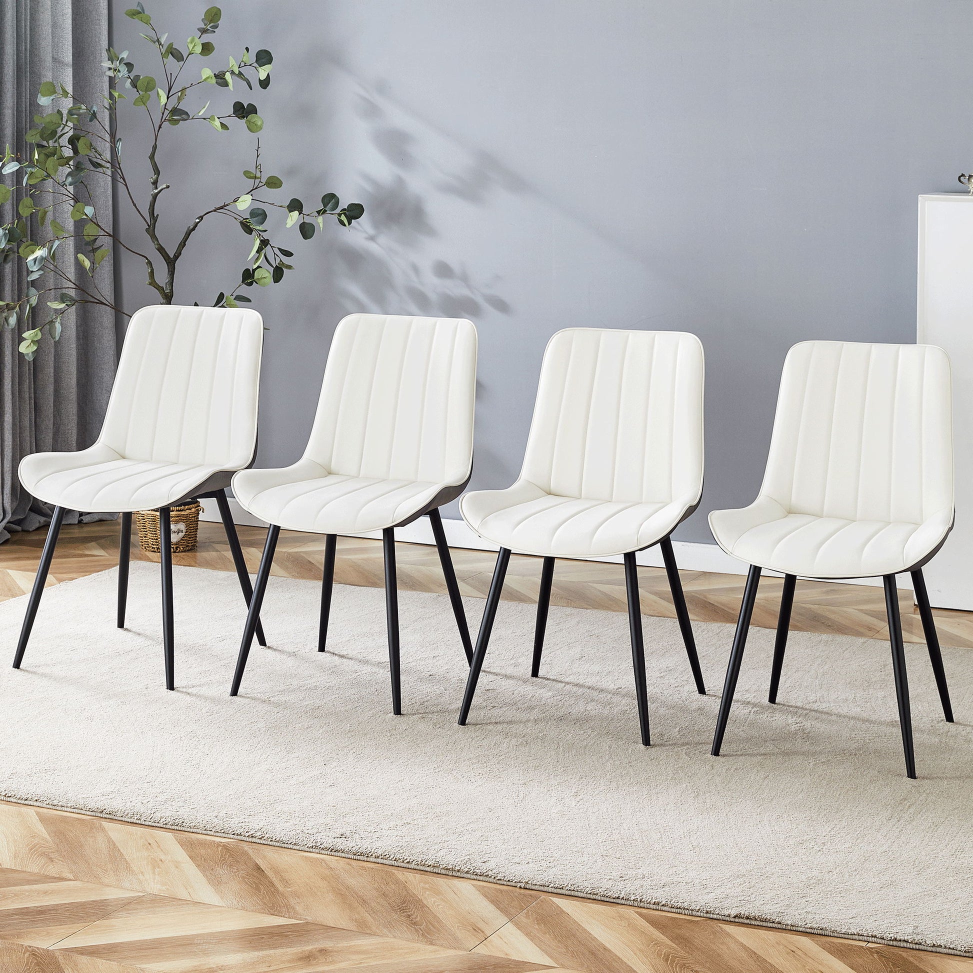Modern Minimalist Dining Chair Set, Extended Seat Cushion