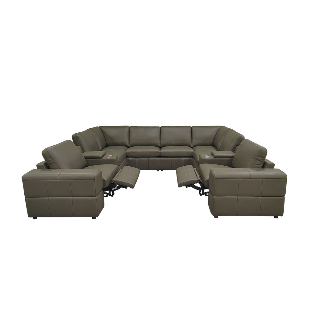 Upholstered Large Arms Sectional With Recliner Seats