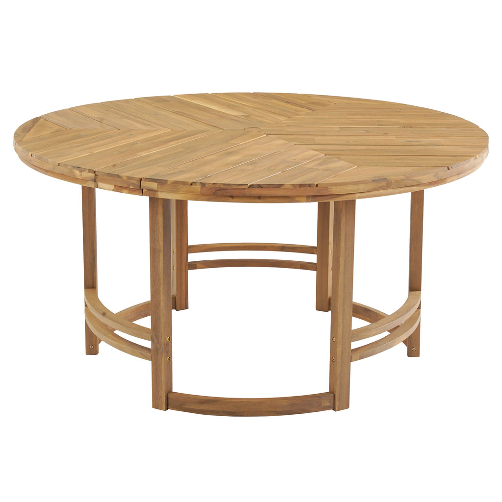 Outdoor Table With Umbrella Hole For Patio - Light Teak