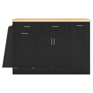 Kitchen Sideboard With Sliding Door Cabinet, 3 Tier Spice Rack