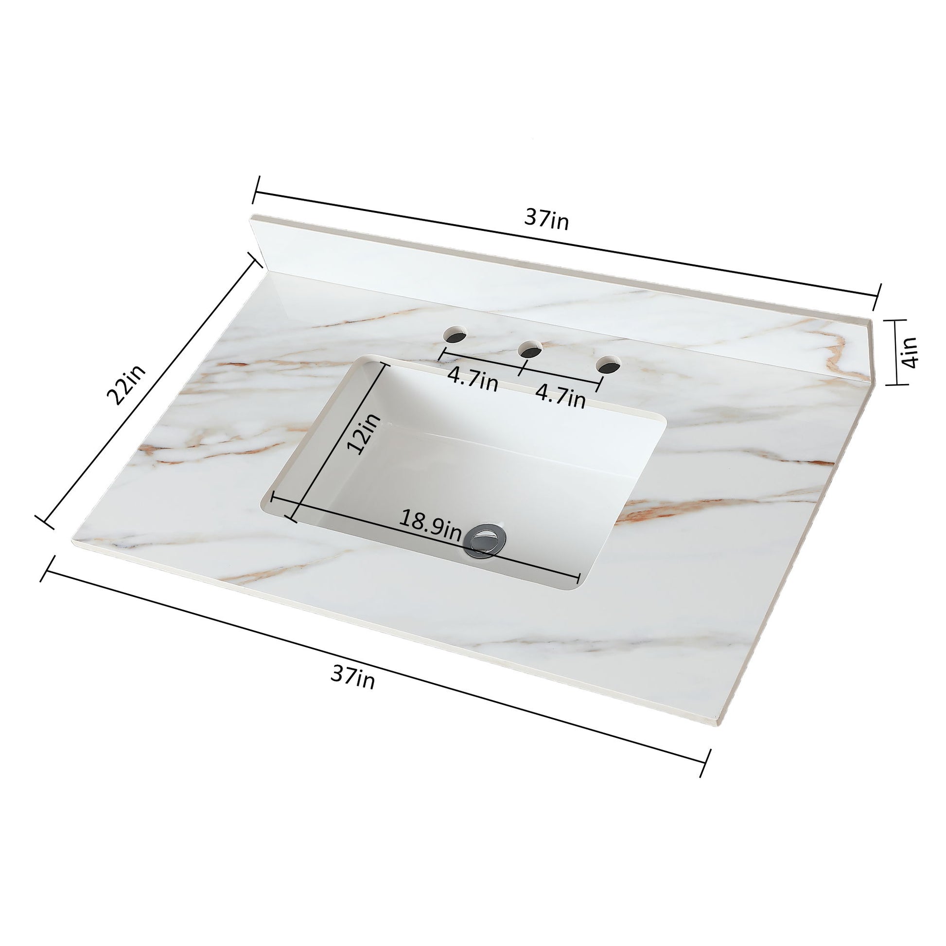 Vanity Top With Undermount Sink And Backsplash, Sintered Stone