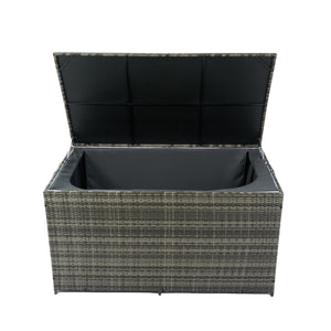 Outdoor Storage Box, Wicker Patio Deck Boxes With Lid, Outdoor Cushion Storage For Kids Toys, Pillows, Towel, Wicker