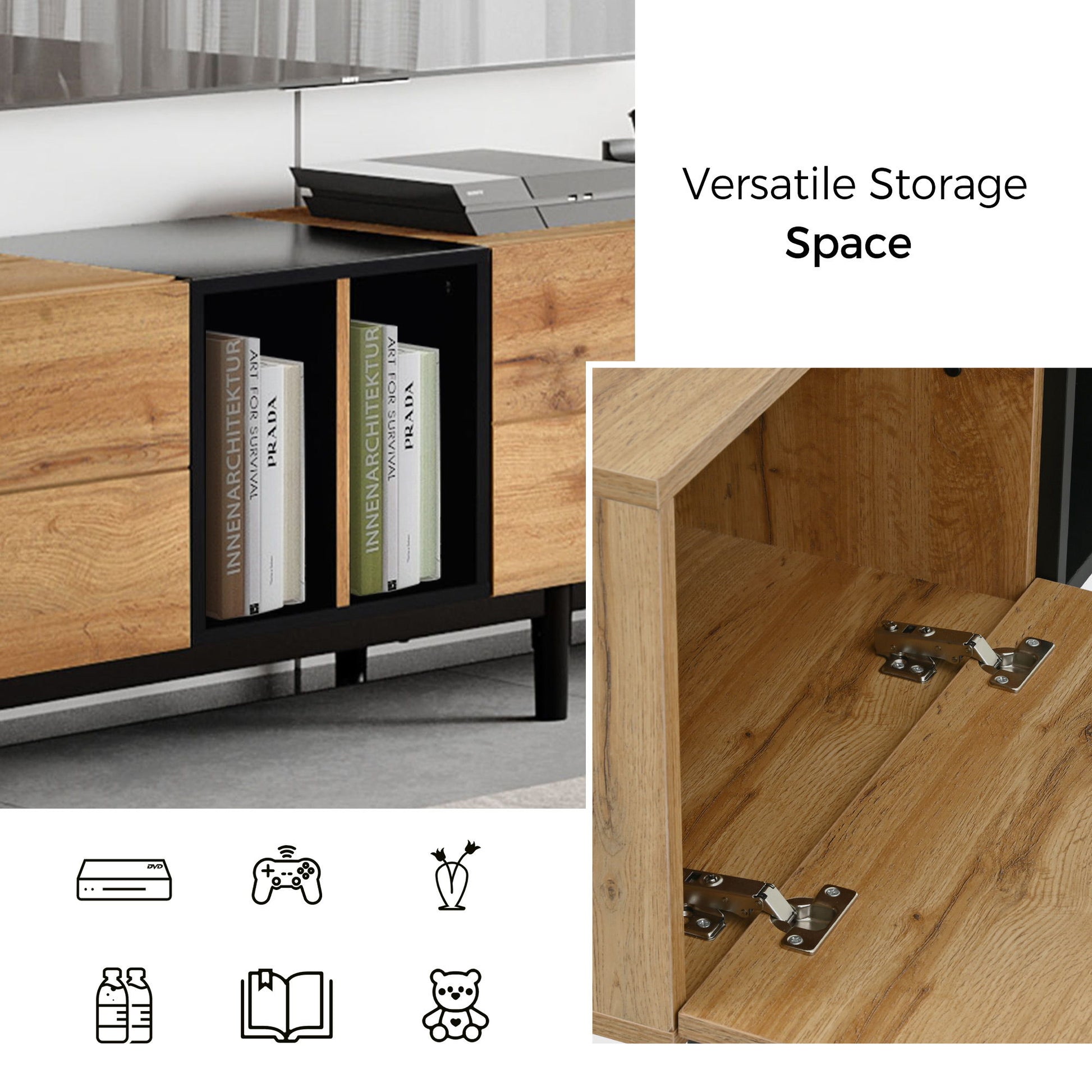 TV Stand With 3 Doors, Media Console Table