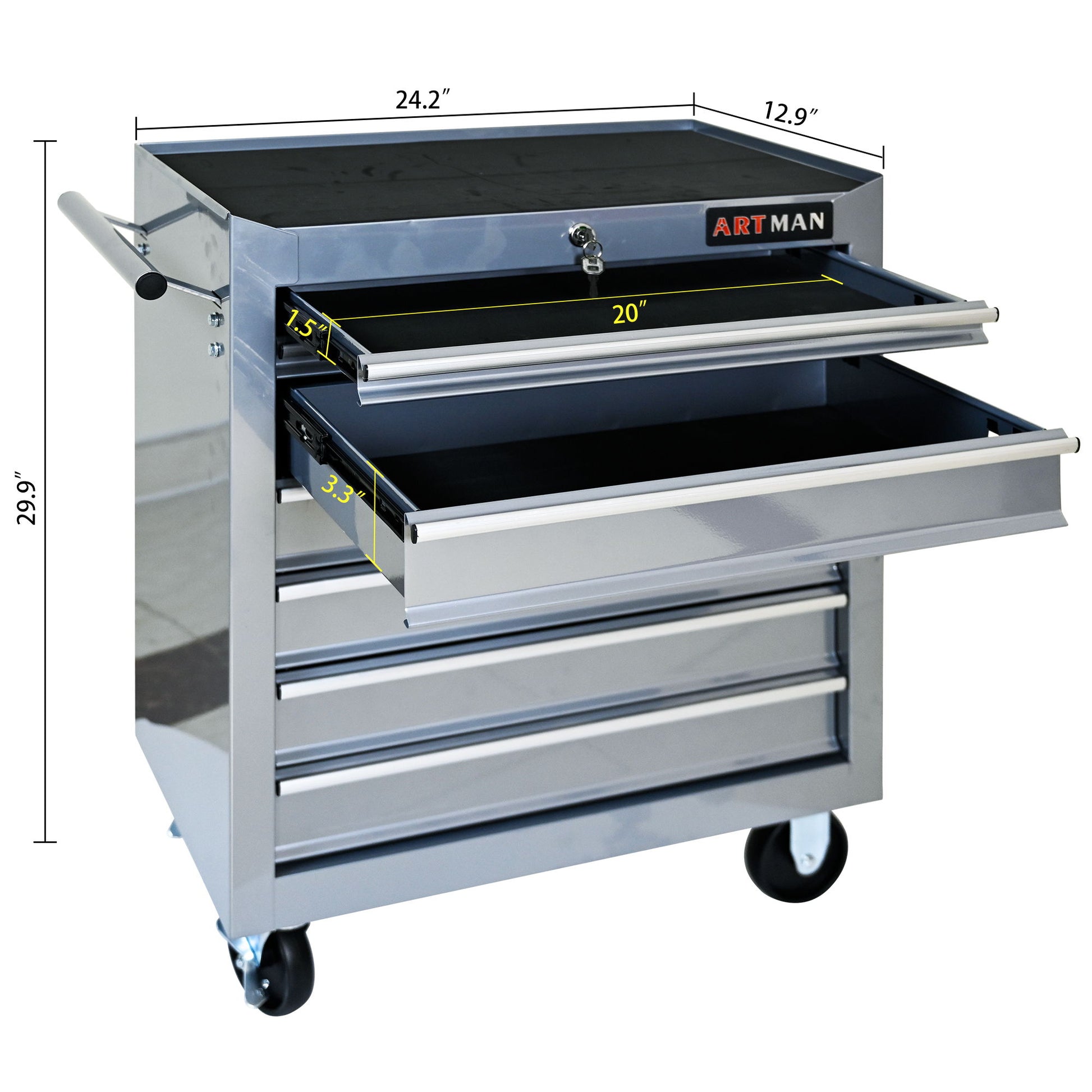 7 Drawers Multifunctional Tool Cart With Wheels