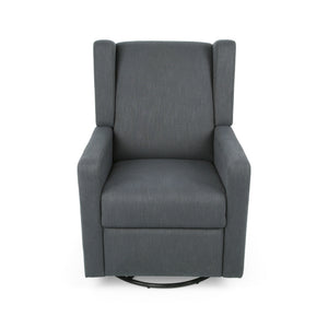 Landau - Contemporary Fabric Upholstered Swivel Recliner - Charcoal