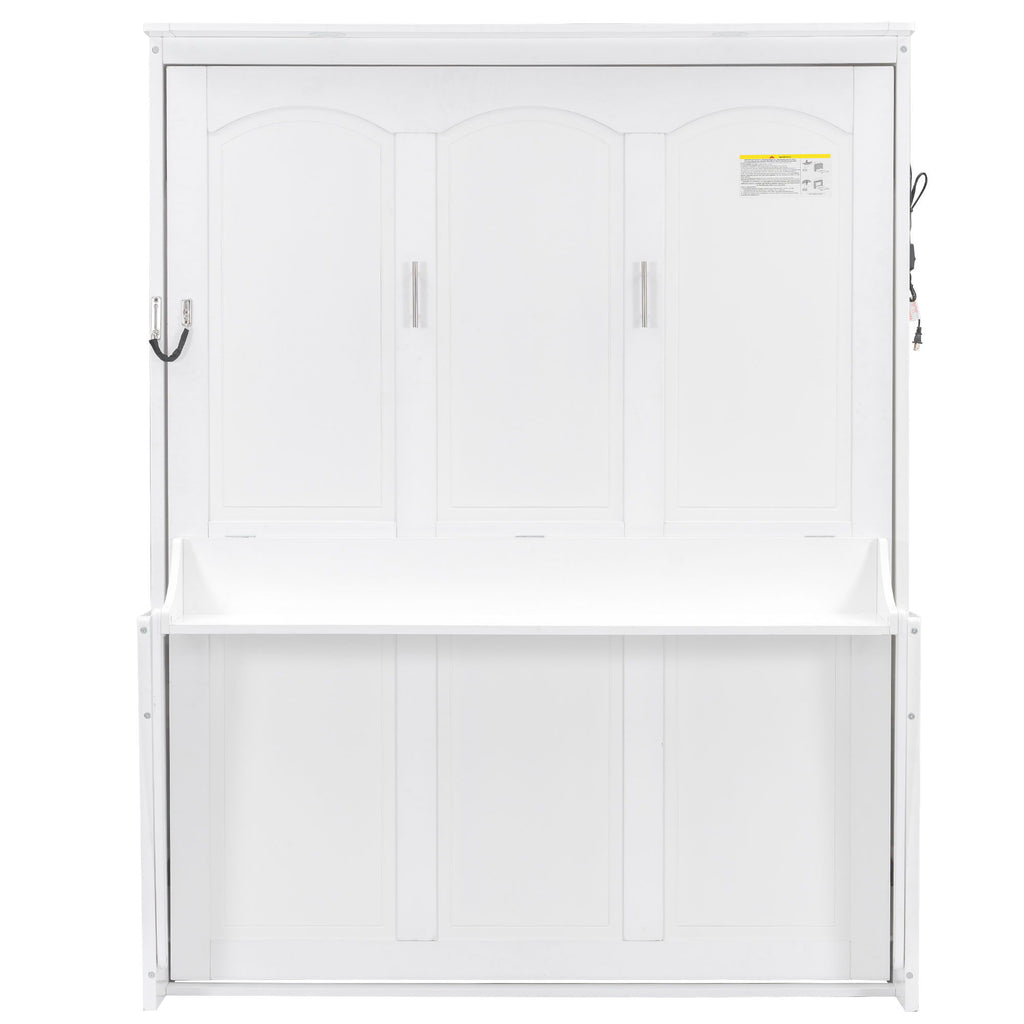 Murphy Bed With Desk, LED Lights & USB Charging Station