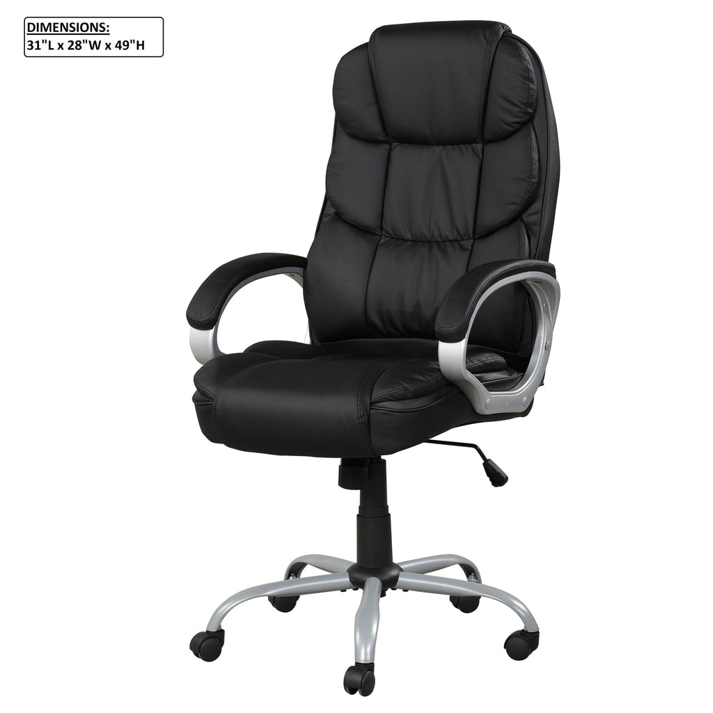 Upholstered Office Chair, Adjustable Height Swivel Chair - Black